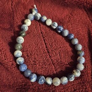 Blue Sodalite Beaded Stretch Bracelet - Handmade - NEW